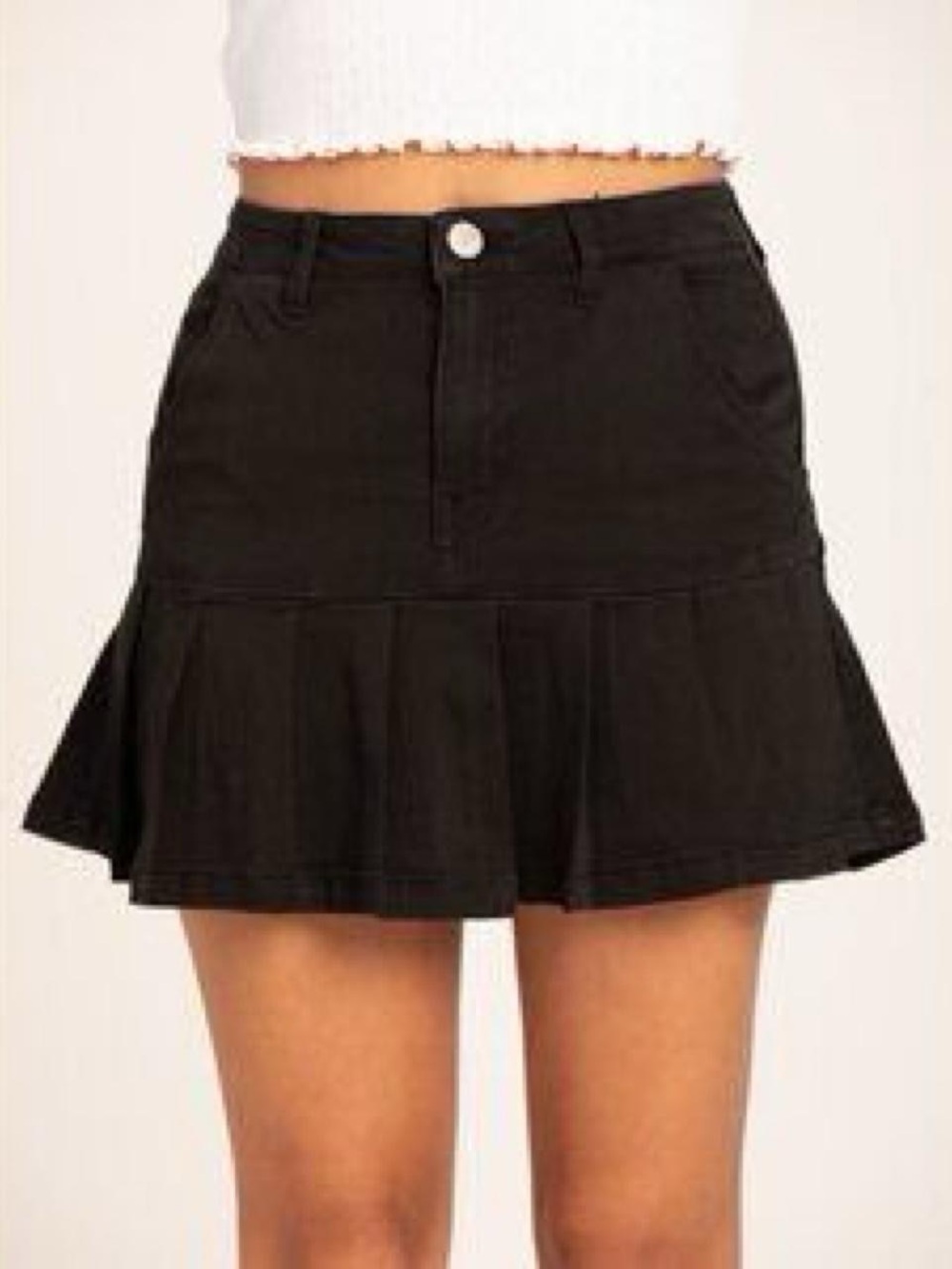 NWT RSQ Black Pleated Denim Cheer Mini Skirt Size Medium